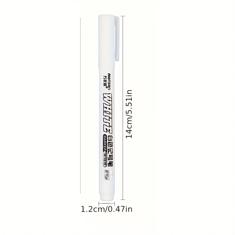 1PCS White Permanent Marker Pens - Waterproof Oil-Based Gel Ink for Tire Art Graffiti Fabric Wood Leather - Durable Stain-Resistant Vivid Color - Creative Design Plastic Markers Plain No Feather
