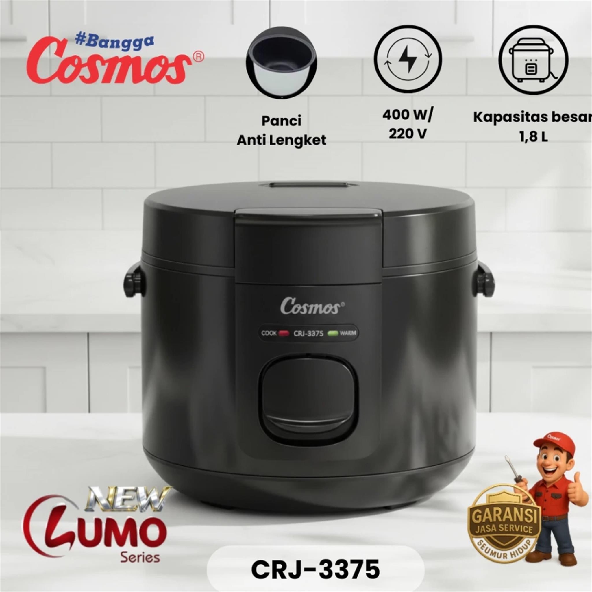 COSMOS CRJ-3375 RICE COOKER 1.8 LITER SMART HEATING SYSTEM 3 IN 1