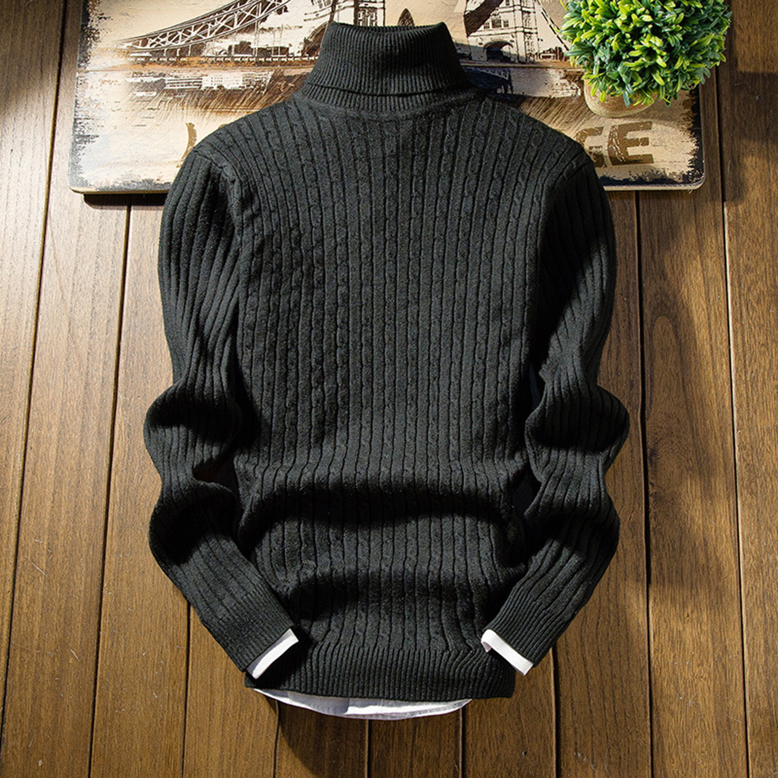 SR ® Herren-Langarmpullover, elastischer Pullover, gemütlicher Herren-Pullover mit hohem Kragen, weicher, warmer Strick für Herbst und Winter, kleiner als 617_voghion.com