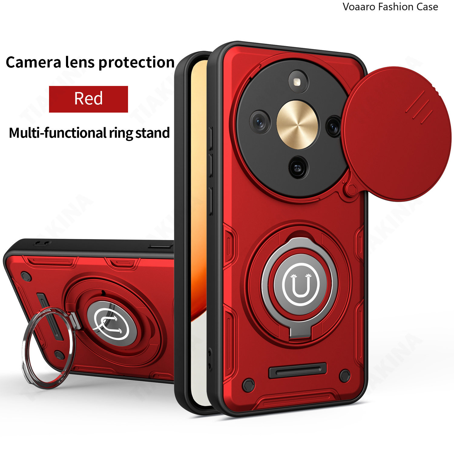 Slide Lens Camera Protection Funda for Honor X9D 5G Case Magnetic Rotate Ring Kickstand Cover for Honor X70 5G Armor Case - Image 2