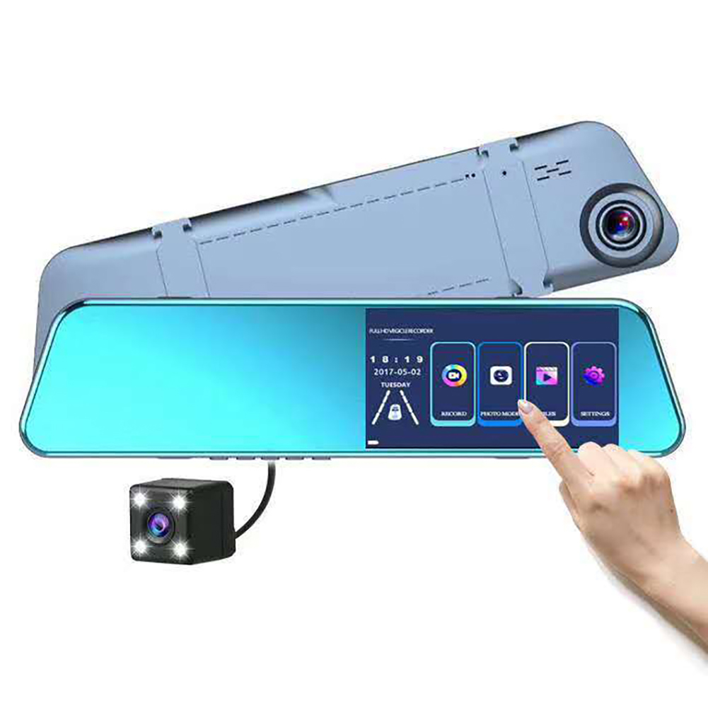 Ada Bertram cửa hàng 5 inch màn hình cảm ứng DVR HD 1080P gương ô tô đầu ghi video với camera chiếu 