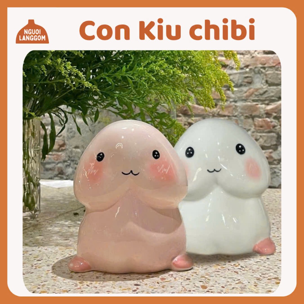 Lợn đất heo đất ống heo tiết kiệm decor gốm sứ - Con Ciu Chibi - Bát Tràng