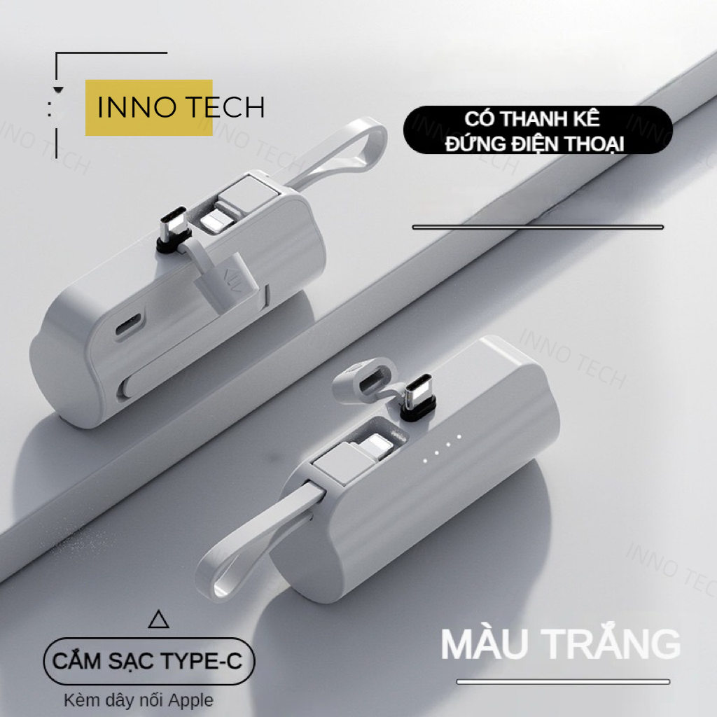 Sạc Dự Phòng 10000mah Cắm Sạc 20w Trực Tiếp, Sạc Cùng Lúc 2 Thiết Bị, Có Giá Kê Đứng Điện Thoại, Cổng Sạc Kép Đầu Ra - 2