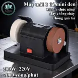 Máy mài 2 đá mini để bàn Thiết bị mài sắc kim loại công suất 200W điều chỉnh tốc độ vô cấp chống trượt bảo vệ an toàn dành cho nhà làm việc DIY thợ sửa chữa gia đình