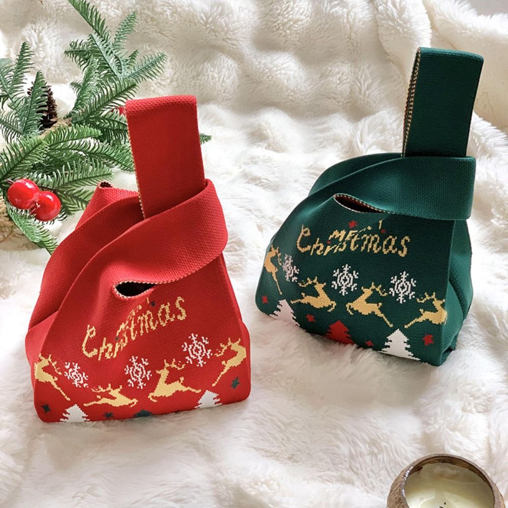NUCTUR Ông già Noel Túi dệt giáng sinh Sức chứa lớn Tuần Lộc Túi Đưa Thư Đeo Vai giáng sinh Bánh gừng Túi vuông nhỏ cho nữ