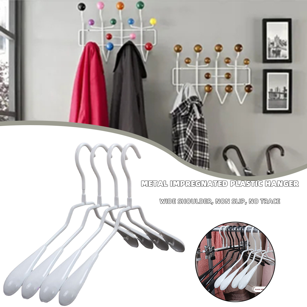 jinfu1 5pcs Metal Dip Clothes Hangers Wide Shoulder Adult Non-Slip Seamless Drying Rack For Household Wardrobe Storage Organizer Clothes Hangers & Pegs