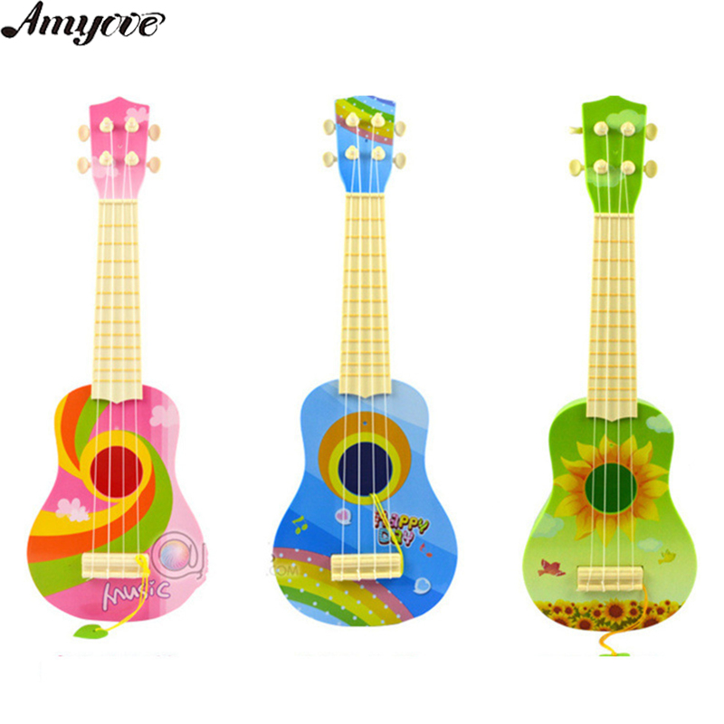 Cartoon Ukulele Guitar Toys With 4 Strings Musical Instruments Learning