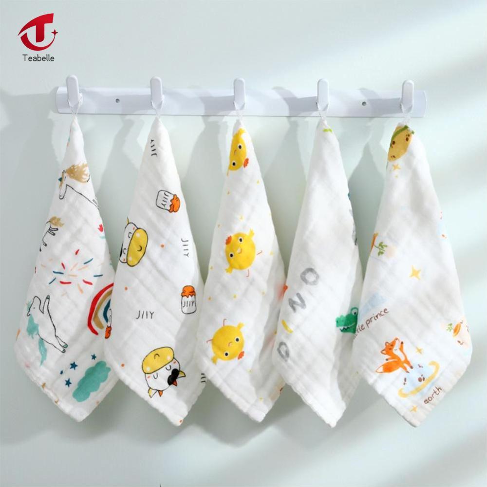 Teabelle 25*25cm Cotton Muslin Squares khăn lau trẻ em 6 lớp gạc drooling Yếm đa năng nhẹ nhàng lau bé Essential Quà Tặng