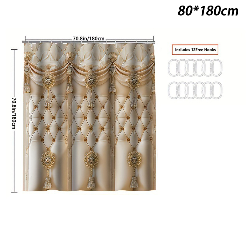 【Flash Sale】 Waterproof Golden Swan Shower Curtain Mildew Resistant Polyester Bathroom Curtain With Rustproof Grommets Home Decor - 6