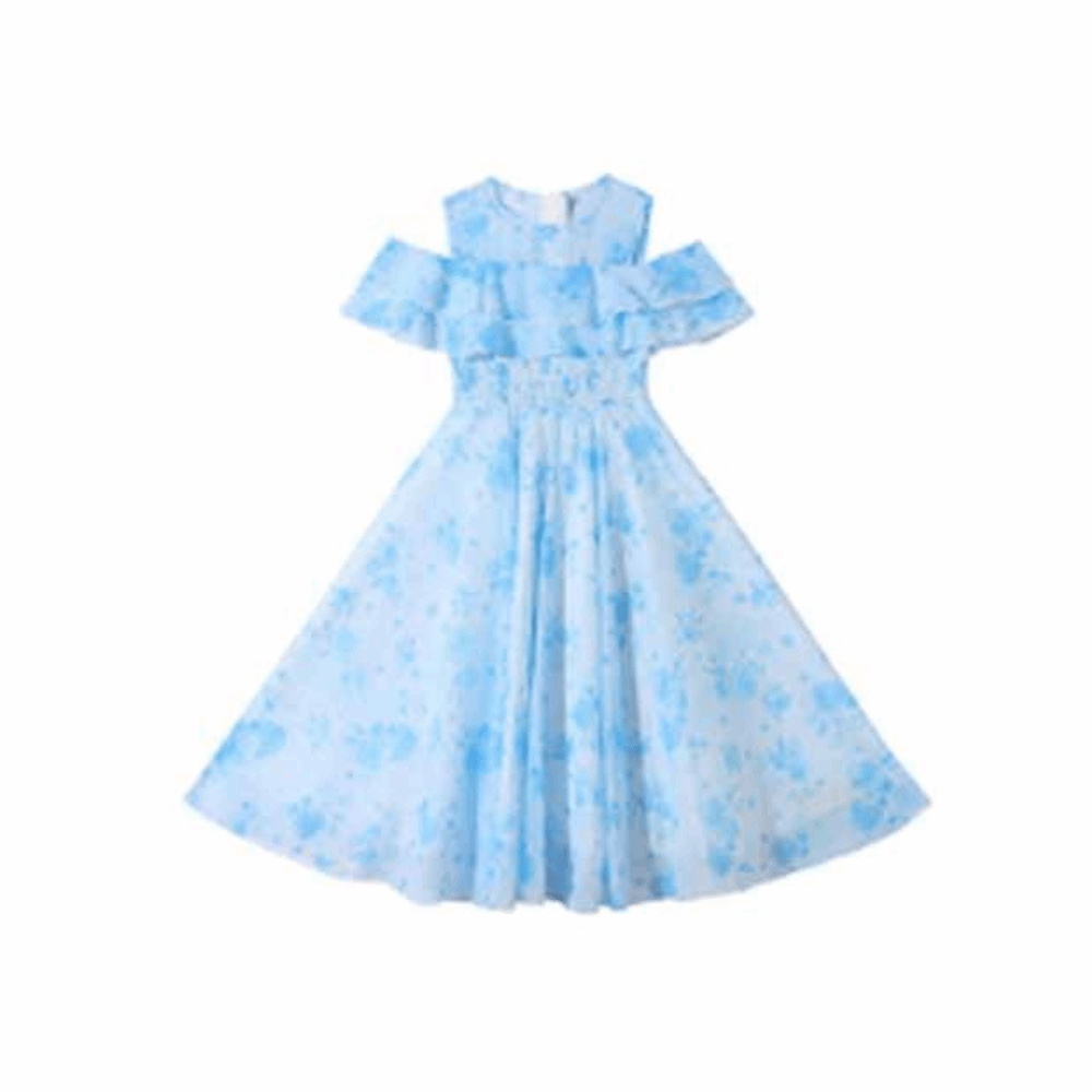 ZHITTY Lỏng lẻo Váy hoa chiffon cho bé gái Thanh thiếu niên Xếp nếp Váy công chúa cho trẻ em Ngọt ngào Tiệc tùng Váy mùa hè cho trẻ em Kỳ nghỉ - 4