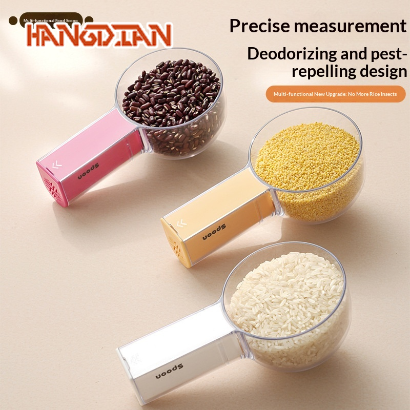 HANGDIAN Multi-Functional Measuring Spoon with Scale for Rice, Beans, and Pet Food - Transparent, Anti-Moisture Design ราคา 58 บาท*ส่งฟรี