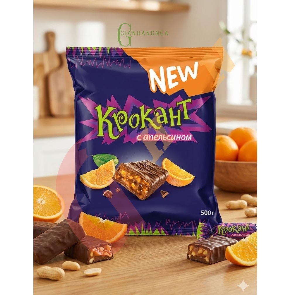 KẸO KROKANT NGA VỊ CAM (GÓI 500G)