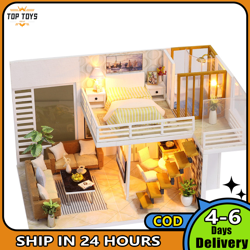 Coolplay ready stock Dollhouse Miniature DIY House Kit With Furniture