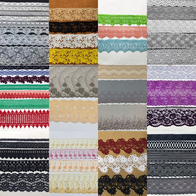 Ren viền bản to trang trí quần áo đầm váy, Ren viền làm đồ handmade