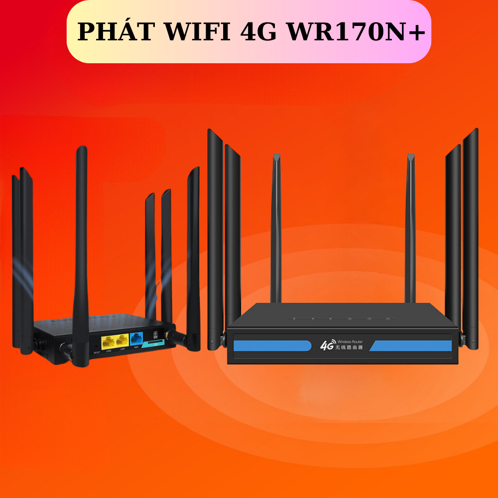 Bộ phát wifi từ sim 4G WR170N 6 angten  , Bộ phát wifi 4G CPE B818 cắm điện