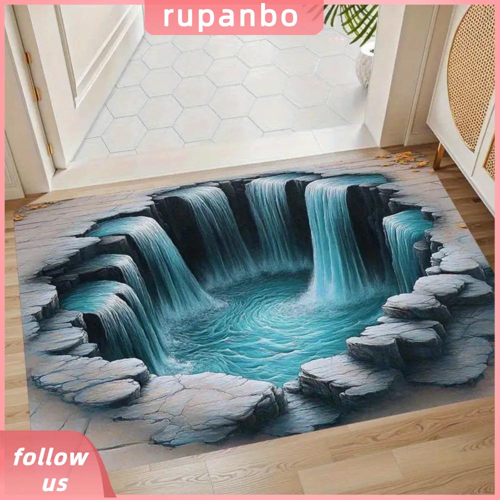 RUPANBO039392692 Không trượt Tấm thảm cửa ảo ảnh quang học Dễ dàng làm sạch 2D phẳng Thảm phòng tắm Sự sáng tạo Chống bám bẩn Thảm cửa phòng ngủ Trang chủ