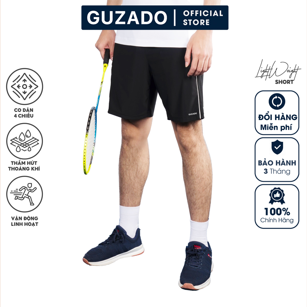 Quần đùi nam thể thao GUZADO, Co giãn Cực Tốt
