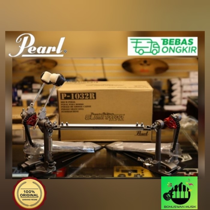DRUM PEDAL PEARL ELIMINATOR RED DOUBLE PEDAL P-1032R/P1032R/P 1032R Harga  6,623,000 Ringgit*Penghantaran Percuma