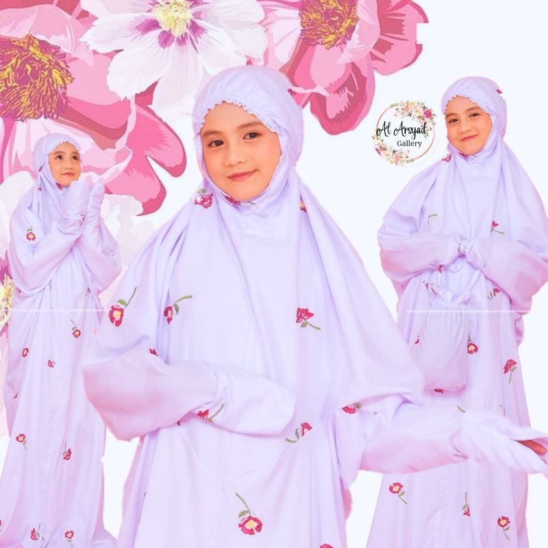Mukena Terusan KHUSUS PUTIH Anak TK SD Remaja Tanggung Free Tas | Al Arsyad