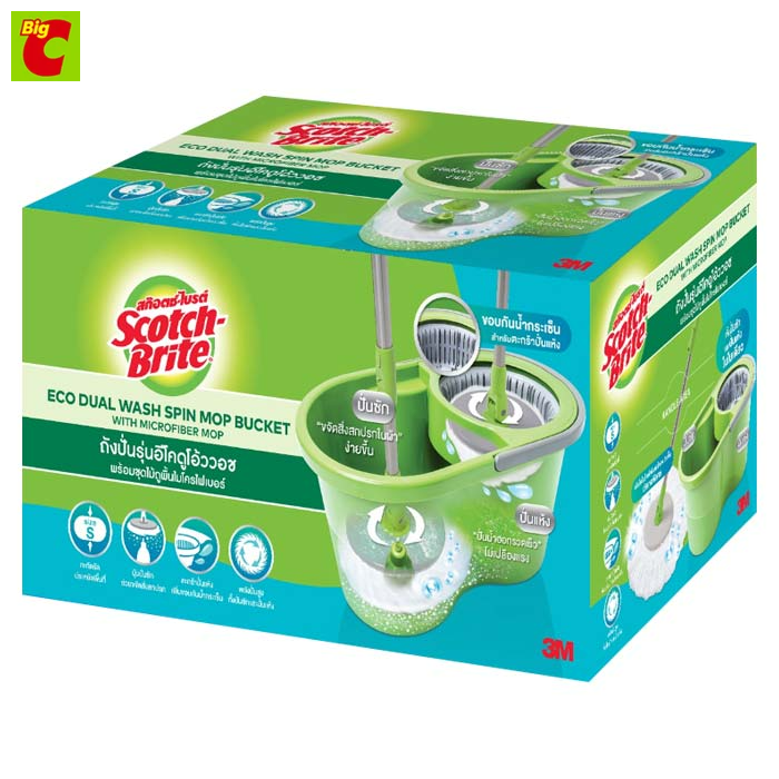 สก๊อตช์-ไบรต์ ชุดถังปั่นอีโคดูโอ้ววอช พร้อมไม้ถูพื้นไมโครไฟเบอร์ ราคา 1,329 บาท*ส่งฟรี
