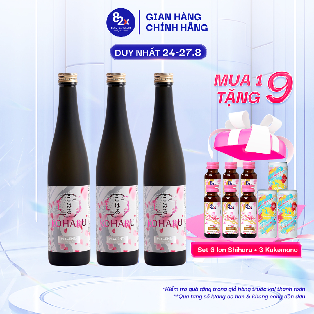 Nước uống đẹp da 82x combo 3 chai koharu placenta 319.000mg placenta và 9000mg collagen,