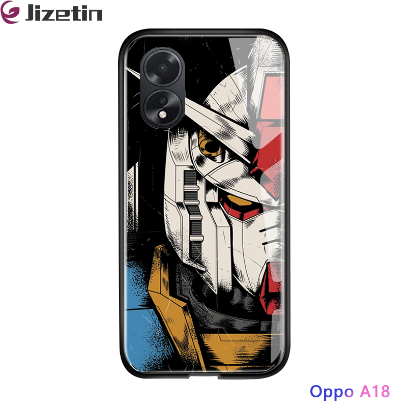 Jizetin vỏ cho Oppo A18 A38 phim hoạt hình sang trọng mát di động phù hợp với Gundam Ốp lưng Ốp chống sốc kính cường lực cạnh mềm trường hợp bìa