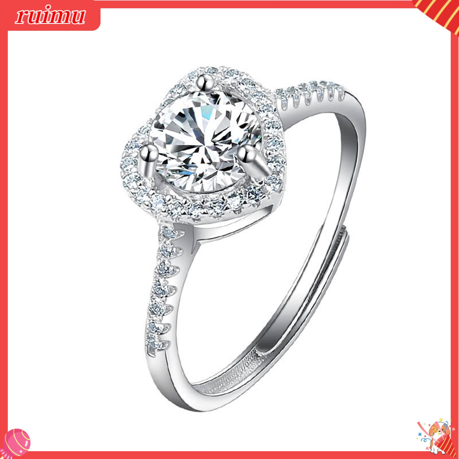 Ruimu Phụ Nữ Nhẫn hình trái tim đá Cubic Zirconia Đồ Trang Sức Sáng nhẫn đeo ngón tay Cho tiệc cưới Prom Tiệc nhẫn đeo ngón tay Trái Tim