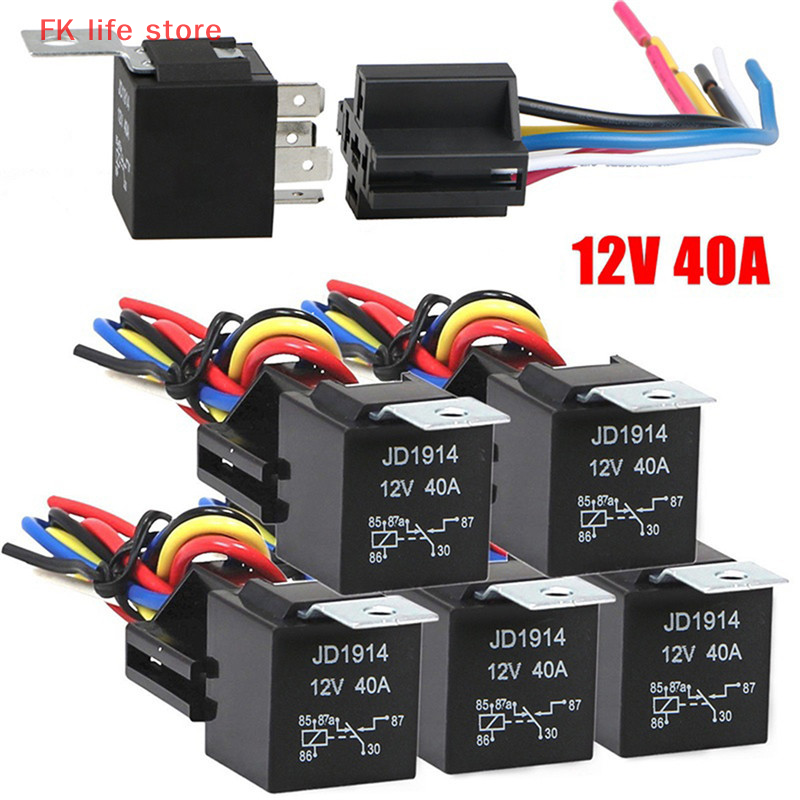FK life Rơ Le Ô TÔ Chống thấm nước Rơ Le Ô TÔ 12V 5 chấu 40A 12V 5 chấu với ổ cắm Rơ Le