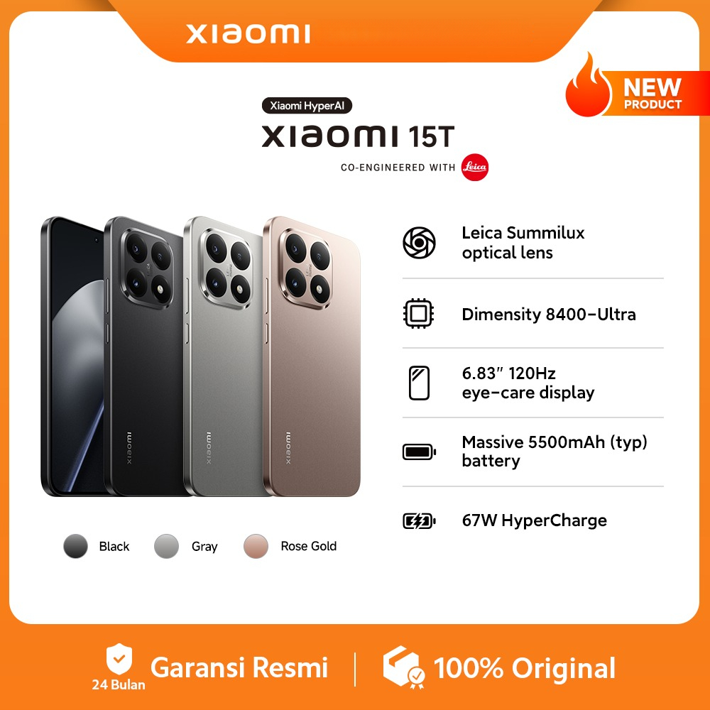 [NEW] Xiaomi 15T [12/512GB] Leica Summilux optical lens Dimensity 8400-Ultra, 6.83" 120Hz display, Massive 5500mA Harga  8,000,000 Ringgit*Penghantaran Percuma