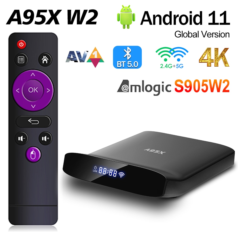 A95X W2 TV Box Android 11.0 Amlogic S905W2 2GB 16G 4GB 32G 64G TVBOX BT5.0