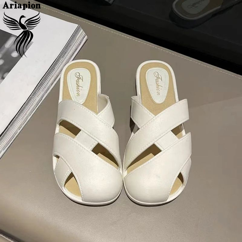 AriaPion丨Fashionable Cross-Strap Slip-On Sandals for Women, Perfect for Beach and Leisure ราคา 93 บาท*ส่งฟรี