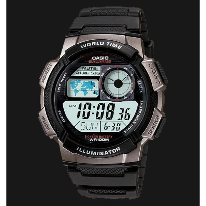 ภาพหน้าปกสินค้าCasio Standard รุ่น AE-1000W-1BVDF นาฬิกาข้อมือผู้ชาย สายเรซิ่น กันน้ำ 100 เมตร อายุแบต 10 ปี -มั่นใจ 100% ประกันศูนย์ 1 ปีเต็ม
