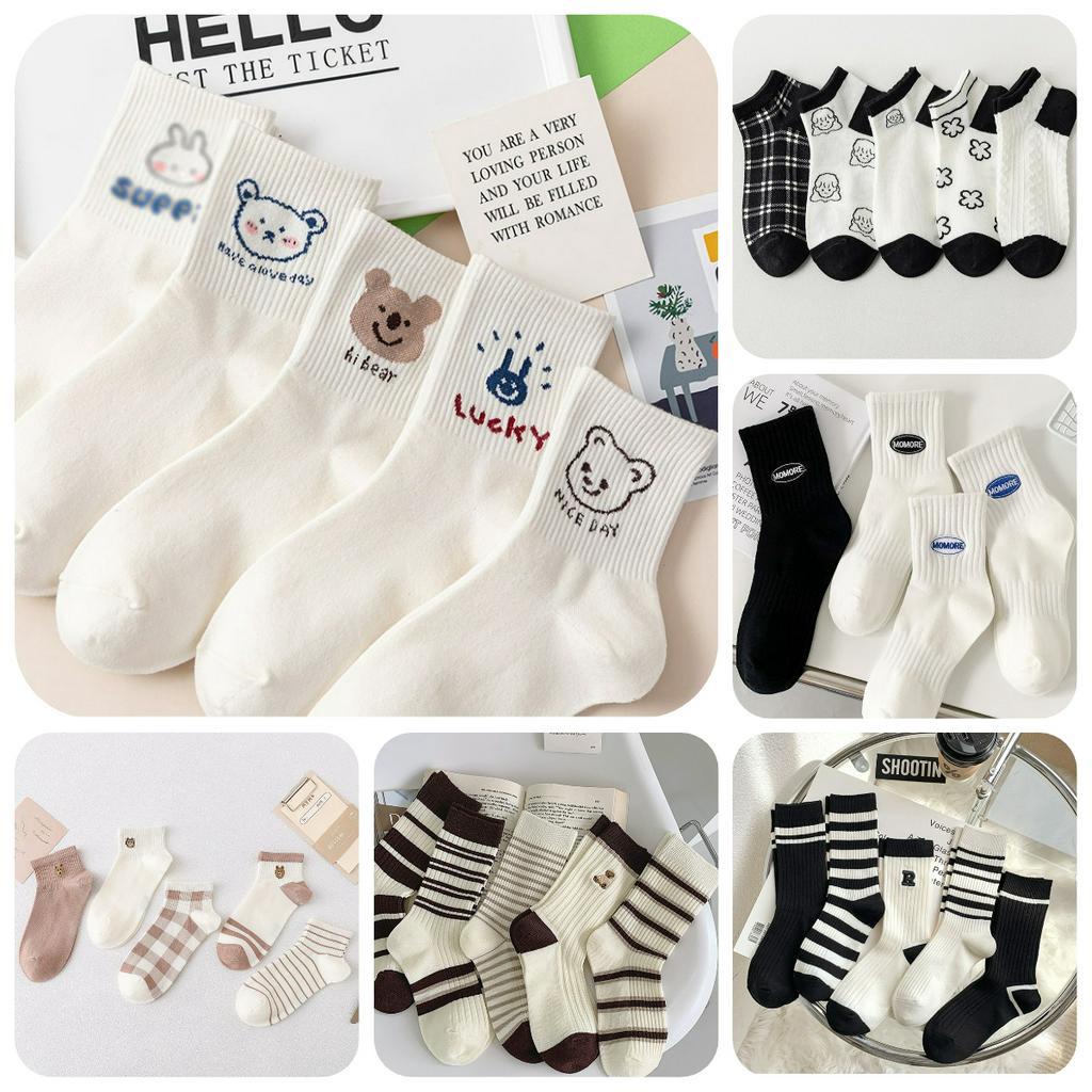 Combo 5 đôi Tất vớ nữ Hàn Quốc，chất liệu mềm mại êm chân, mềm mỏng thoáng mát