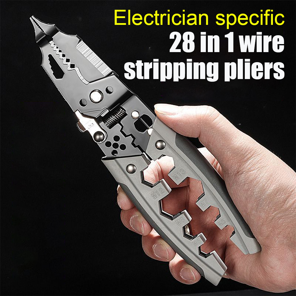 Multifunctional wire stripping pliers 28 in 1 powerful wire pulling pliers for cutting pressing branching winding and peeling electrical pliers