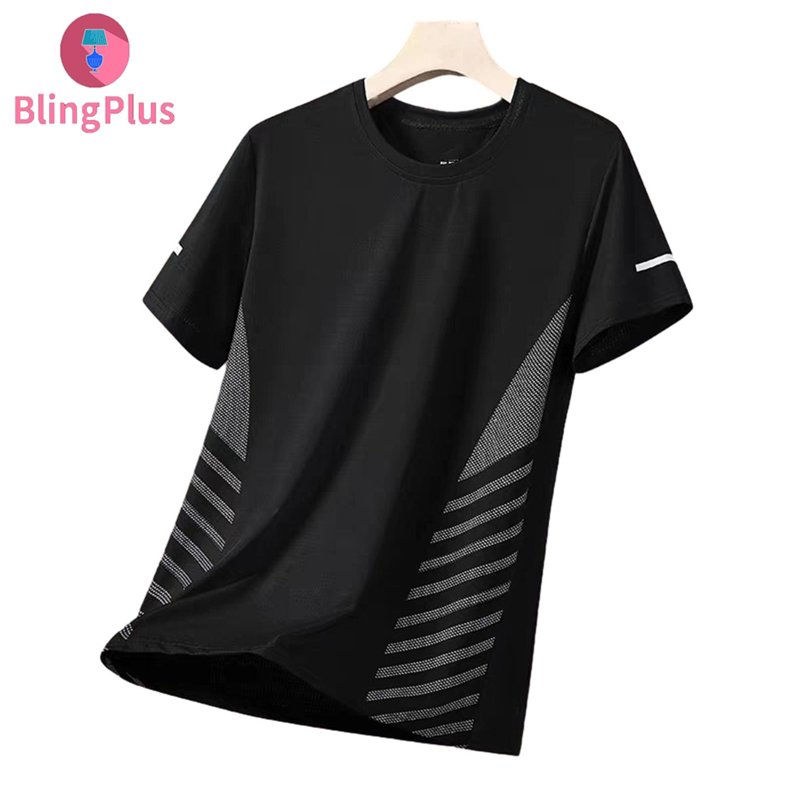 【Ready Stock】 Men Athletic T-shirt Quick Drying Exercise Shirt Men's Quick-dry Breathable Mesh T-shirt Loose Fit Athletic Tee for Jogging Gym Fitness Training Outdoor Workouts – Lightweight Summer Sports Shirt