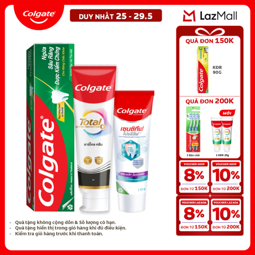 [Chỉ 25-29.5_X2 Voucher giảm 20%] Bộ sưu tập các các loại kem đánh răng Colgate hỗ trợ các vấn đề về răng miệng