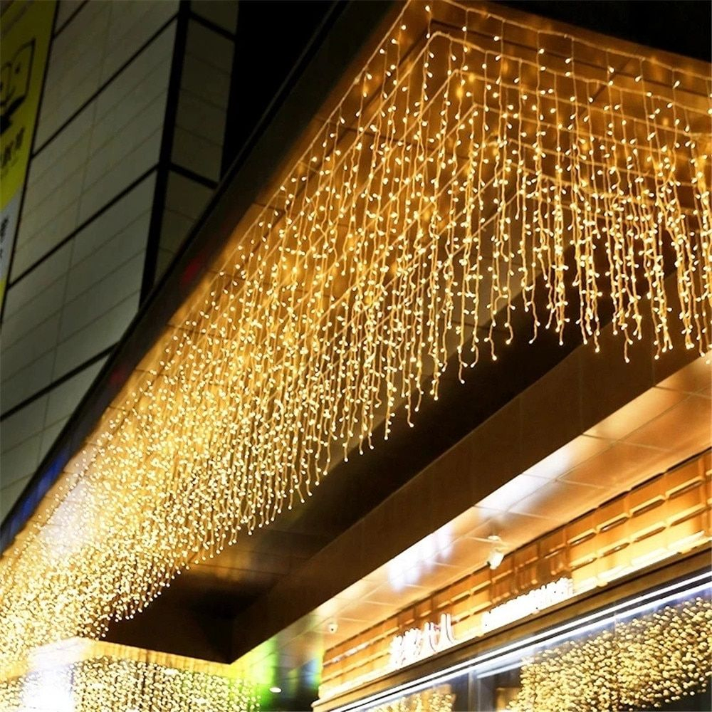 LED Christmas Light Icicle Waterfall Fairy String Curtain Lights Garland Outdoor Wedding Party Decor