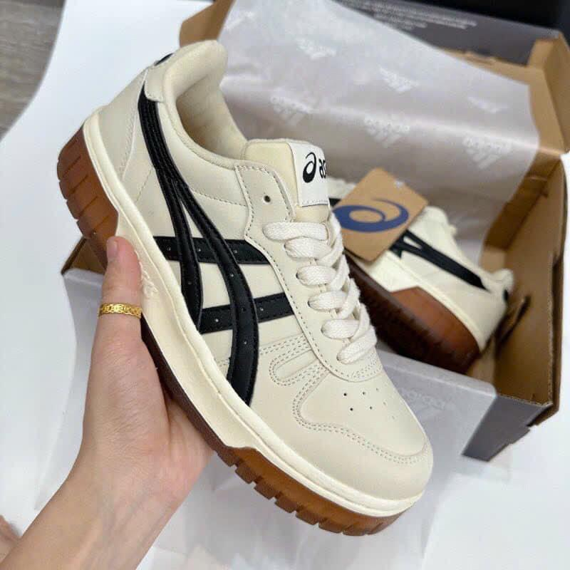 Giày thể thao Asics Court MZ Cream Black Gum Nam Nữ, Giày asics đế Gum cao cấp full box full phụ ki