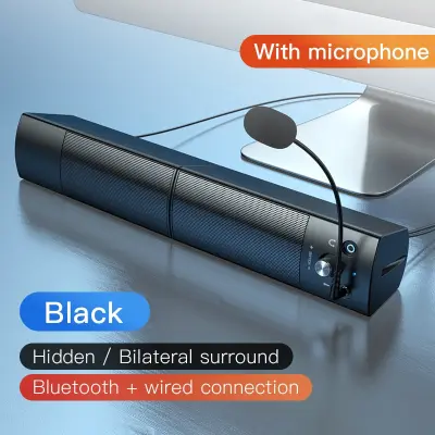 【Desktop Speakers】PC Bluetooth soundbar Detachable Subwoofer Speaker USB Wired with Microphone Stereo Surround TV Speakers Aux 3.5mm for Laptop