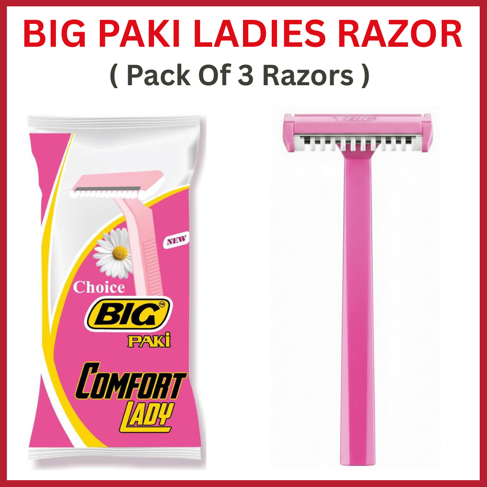 (Pack Of 3 Razors) Big Paki Ladies Razor | Shaver For Women Bikini | Ladies Razor For Private Parts | Bikini Razor For Women Body | Shaving Razor | Woman Razor | Hygiene Razor | Body Razor | Shave Female Hair Removal Razor | Face Hair Removal