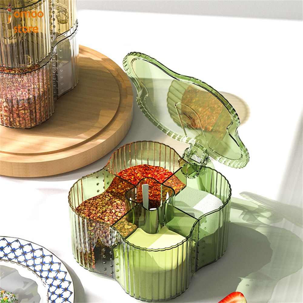Jomoo hộp gia vị nhà bếp hộp đựng có nắp gia vị hộp gia vị chống ẩm nhiều ngăn khay đựng gia vị gia dụng 6 lưới lọ gia vị
