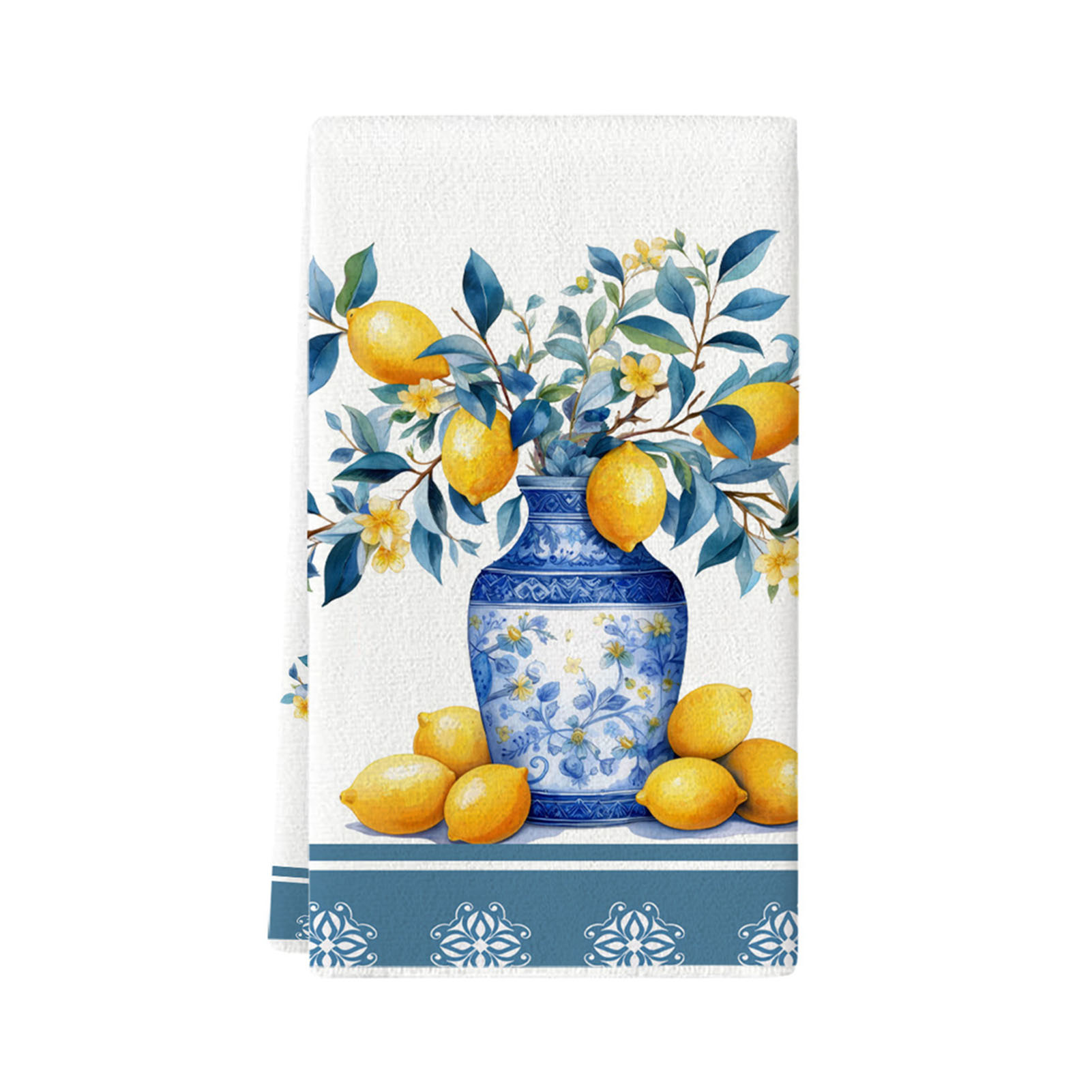 Decorative Kitchen Towel Delicate Cookware Safe Towel Lemon Kitchen Towel Microfiber Absorbent Dish Cloth Farmhouse Style Hand Towel for Kitchen Bathroom Party Decor – Quick Dry Durable Multipurpose