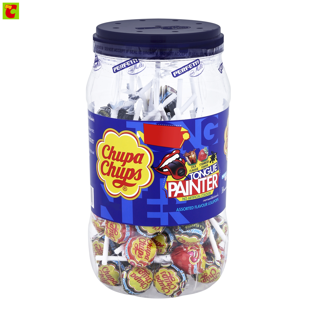 Ju Pa Jubs Tang Pinteer, Lollipop with Color-Changing Tongue, with Natural Colors, Cola and Strawberry Flavors, 550 G. ราคา 205 บาท*ส่งฟรี