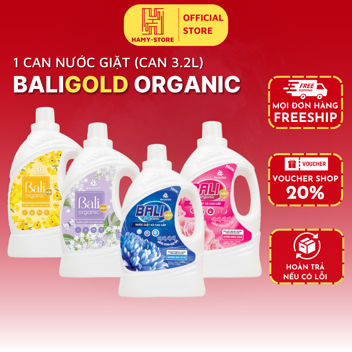 Nước giặt xả bali gold organic công nghệ hàn quốc 3.2 lít hương thơm dịu nhẹ, đậm đặc, lưu hương lâu