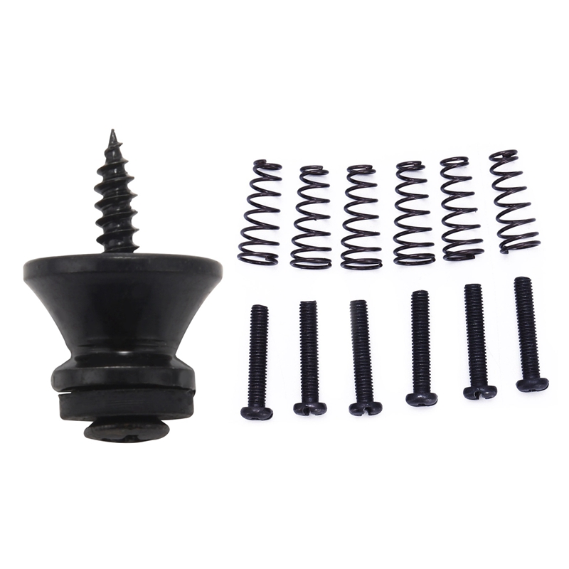 2 Set Electric Guitar Accessories: 1 Set Strap Button Screw Lock Pins Pegs Pads & 1 Set Adjust Conical Spring and Screws