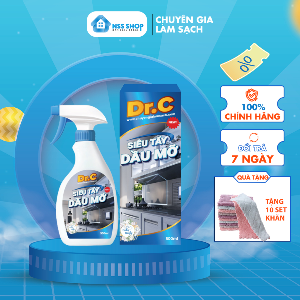 Siêu tẩy dầu mỡ Dr.C tẩy sạch lưới lọc máy hút mùi, khu vực bếp, vật dụng nhà bếp 500ml - STM 500ML