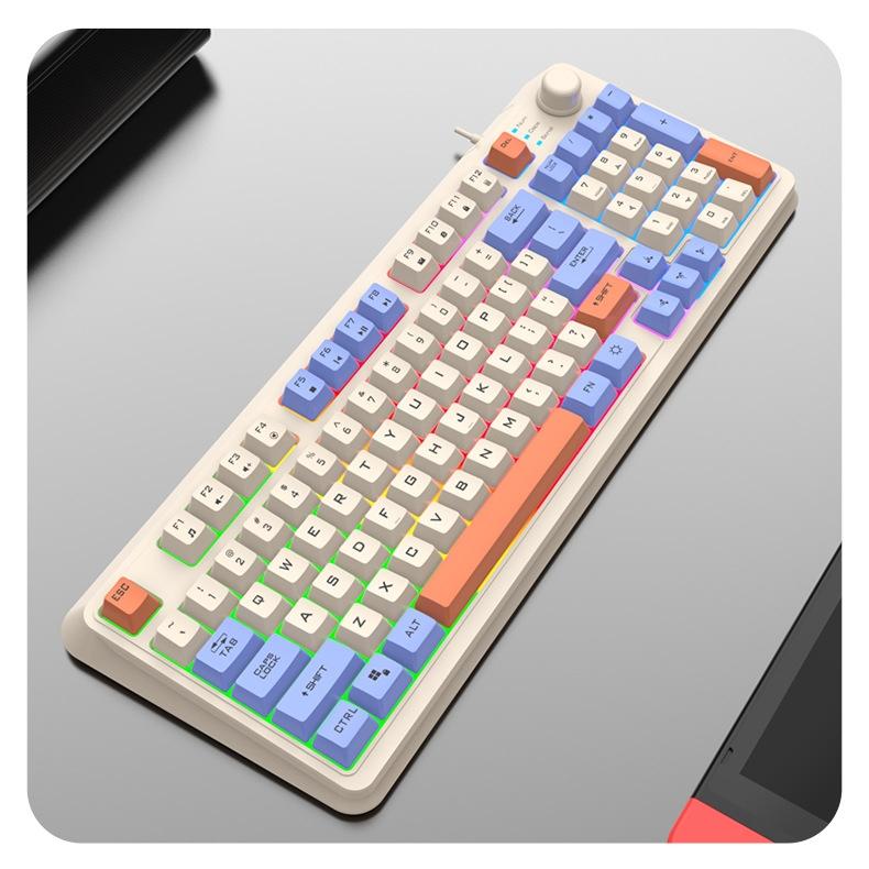 Bàn phím giả cơ Gaming Xunfox K82 Có núm xoay - Led Rainbow - Keycap BPT - Phím cực êm không có tiếng