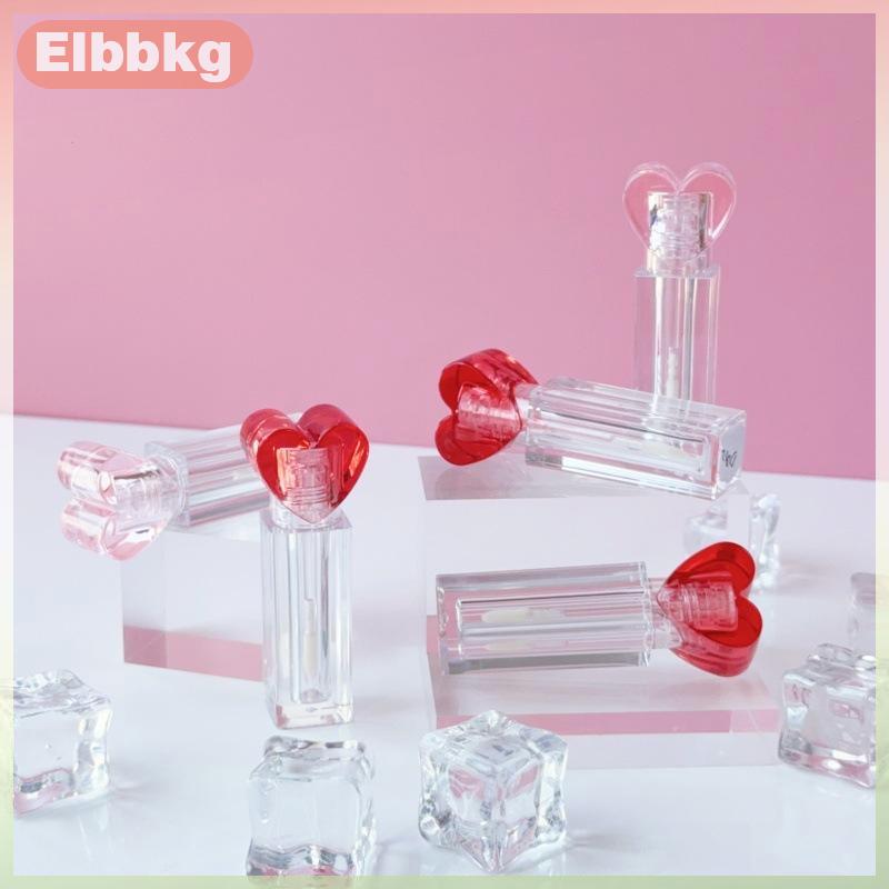 Elbbkg 1 Pcs Empty Refillable Plastic DIY Lip Gloss Tube 3.5ml Cosmetics Cute Heart-Shaped Clear Big Brush Lipgloss Packaging Tubes Container
