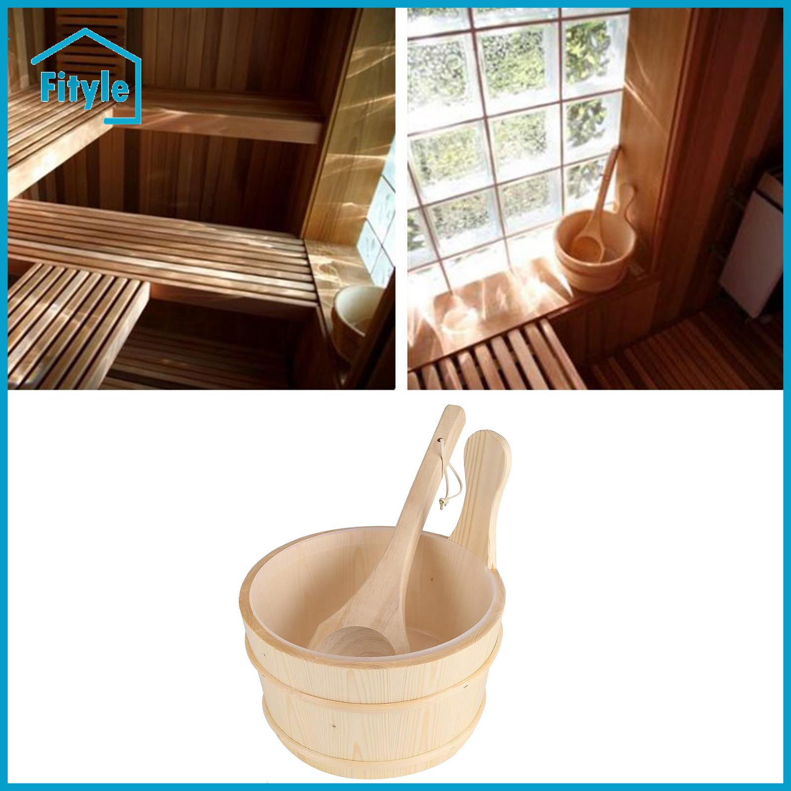 4 Liter Wooden Sauna Bucket with Ladle Spa Accessory Handcrafted for Saunas, Steaming Rooms ราคา 1,006 บาท*ส่งฟรี