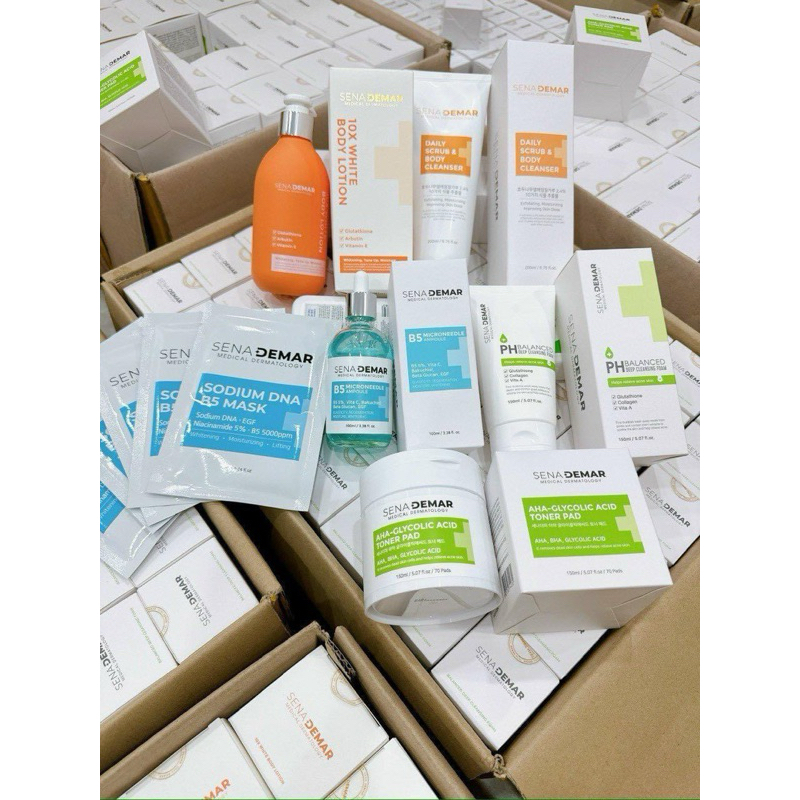 Combo kem body senademar sữa tắm senademar toner pad senademar sữa rửa mặt senademar serum B5 senade